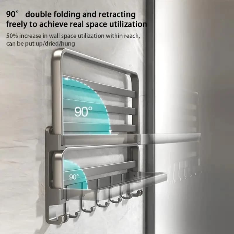 60cm Stainless Steel Towel Rack Bathroom Foldable Towel Bar Bathroom Shelves Wall Mounted Towel Hanger