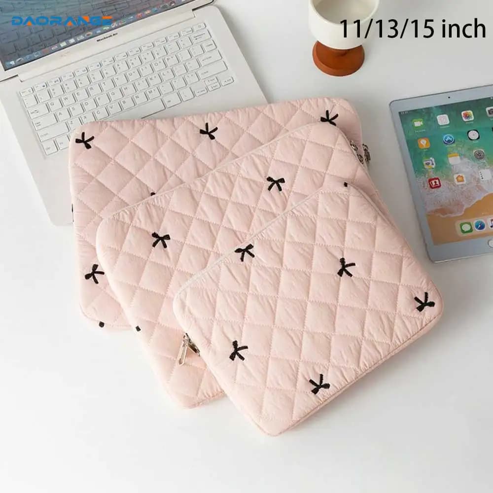 Borsa per laptop soffice da 11/13/15 pollici Custodia trapuntata antiurto per tablet Custodia per computer con stampa ad arco per protezione tablet iPad