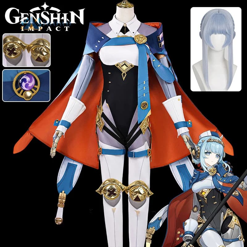 Genshin Impact Ineffa Costume Cosplay Parrucca Mantello Maniche Uniforme Vestito Per Le Donne Ragazze Accessori Puntelli Set Completo Festa di Carnevale