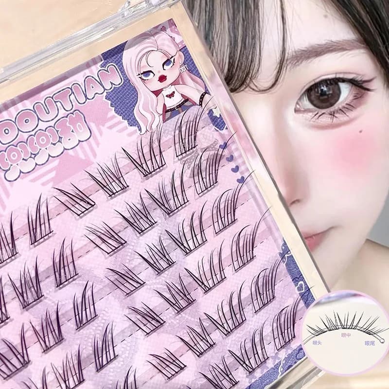 DIY Fox-style False Eyelash 6rows 10mm Soft Natural Curly Foxes Cluster Segmented Eyelash Extensions Lashes Makeups Tool
