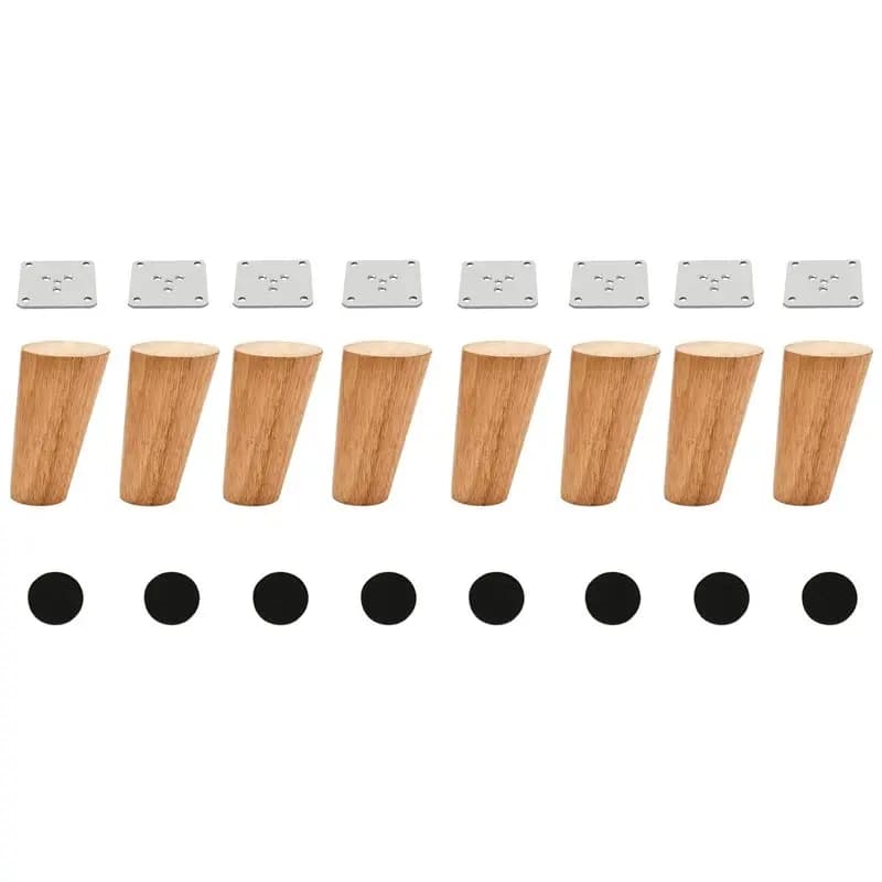 MAKE-Wood Set di 8 gambe coniche da 4 pollici per mobili, gambe rotonde solide non finite in stile Mid-Century, gambe di ricambio per divano