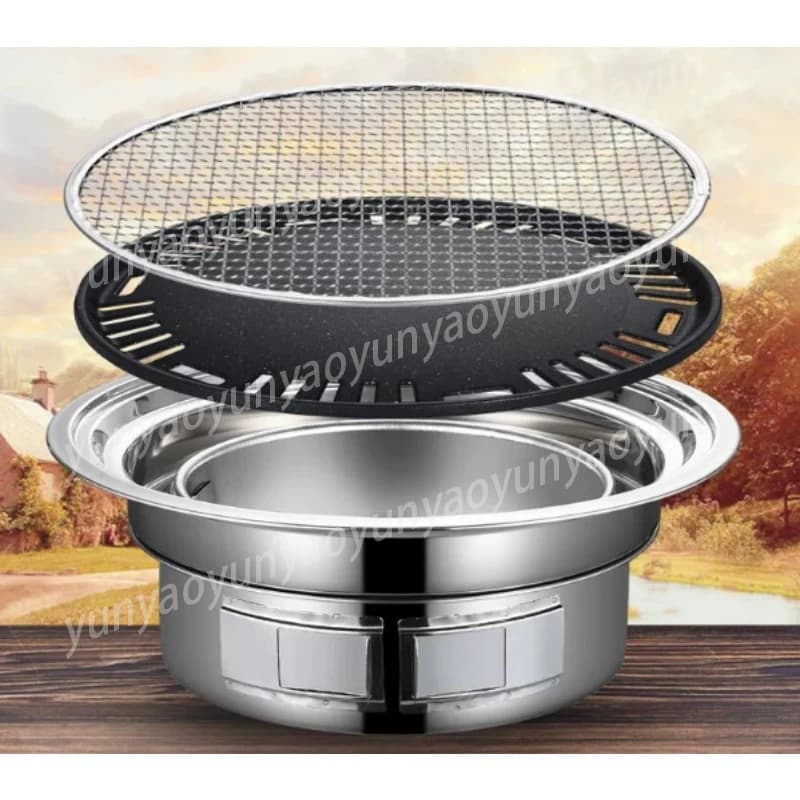 Non-Stick Charcoal Grill, Portable Korean BBQ Stove for Home Camping Outdoor Teapot Warmer Roaster