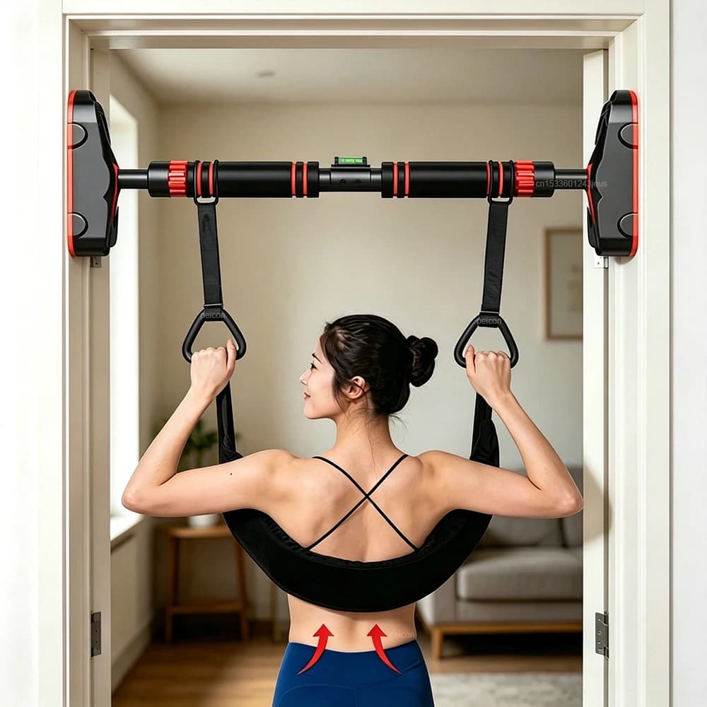 Lumbar Traction Belt Portable Hanging Traction Belt Waist Support Household Spinal Back Stretching Device for Lower Back Pain