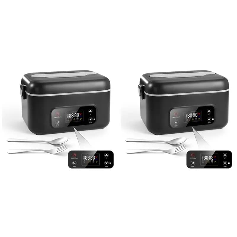 2X Cordless Electric Lunch Box For Adults,Heated Lunch Box With 24000Mah Battery,5.5Cups Container Eu Plug Black A62X