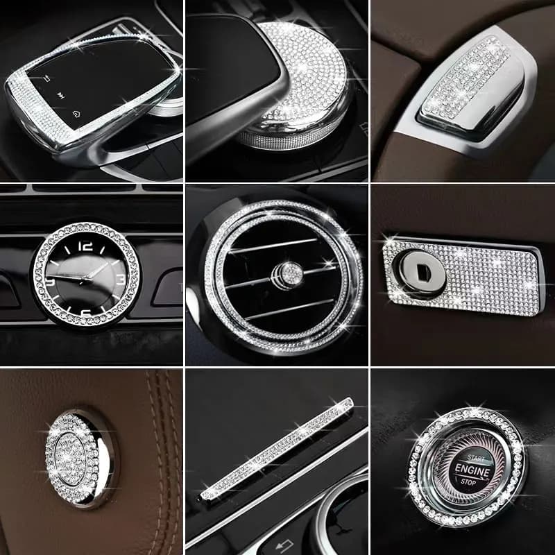 For Mercedes Benz Class C GLC W205 X253 Central Console Trim Diamond Cover Crystal Wall decal Modify interior accessories