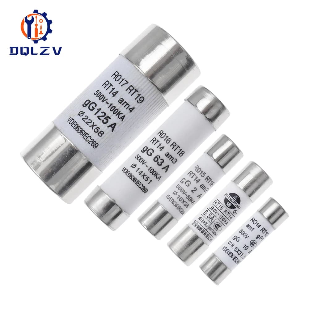 10*38 Fusibile ceramico ad azione rapida 8.5X31.5MM 14X51MM 22X58MM Fusibile 380/500V 0.5A 1A 2A 5A 6A 10A 16A 20A 32A RO14 RO15 RO16 RO17