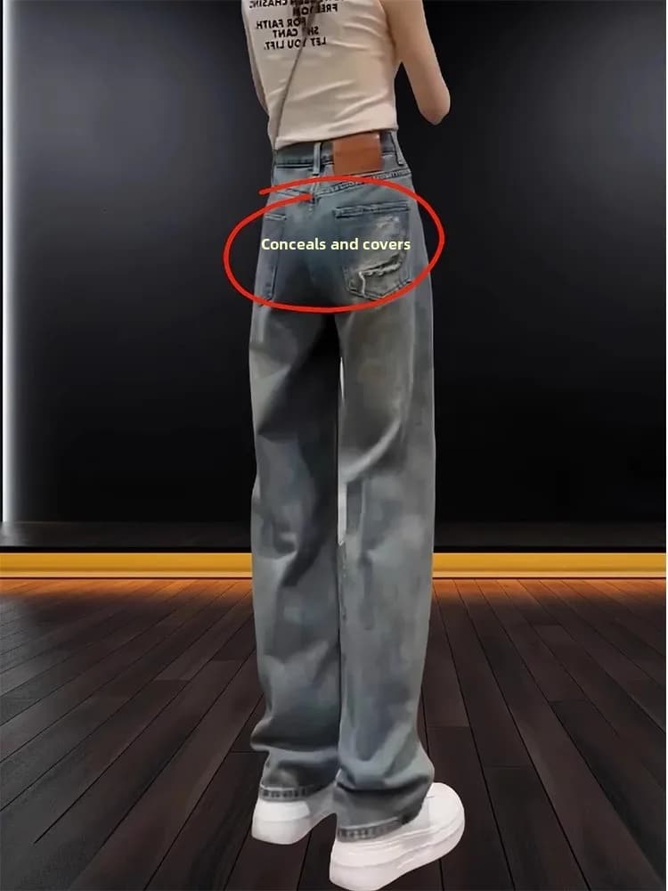 High Waist Straight Leg Slimming Jeans Women's Summer New plus Size Loose Slim Fit Wide Leg Pants Casual Wear Denim Jeans