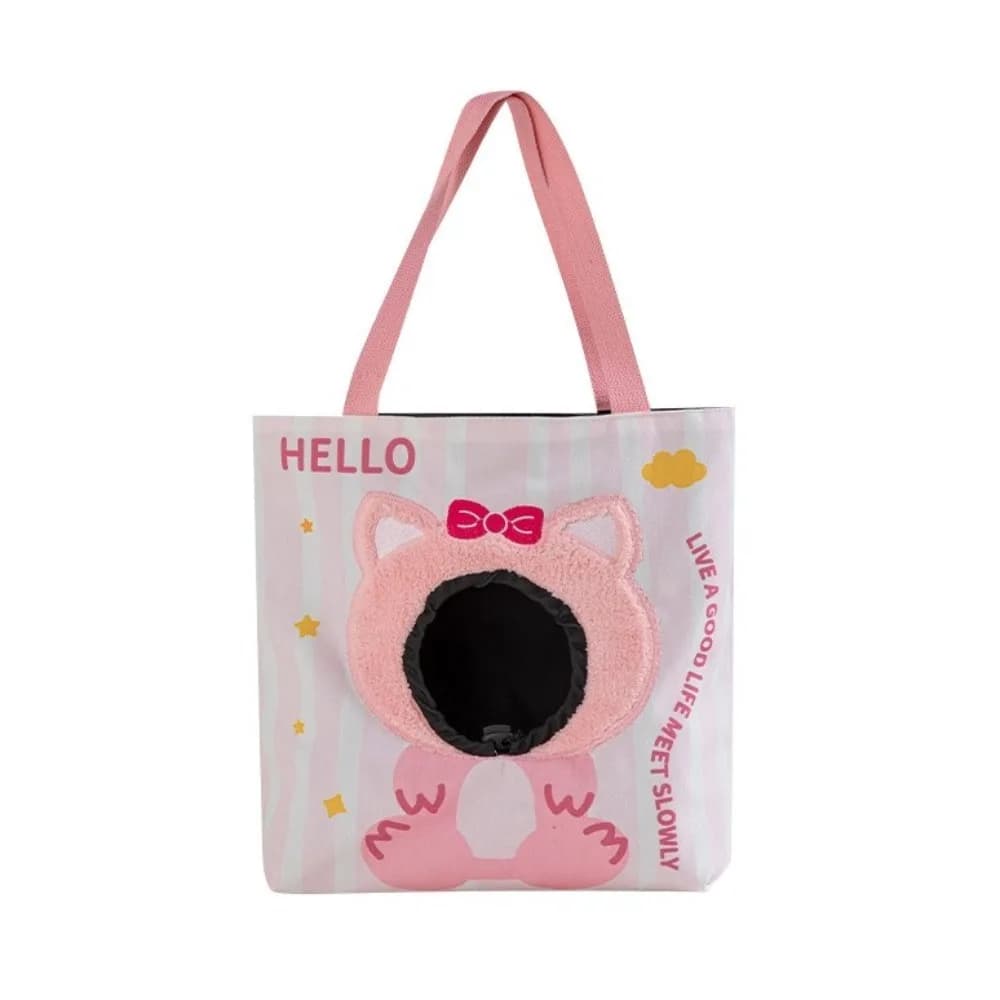 Borsa Trasportino per Gatti Carina e Traspirante, Borsa a Tracolla in Tela con Disegni Cartoon, Portatile con Fori, per Uso Quotidiano