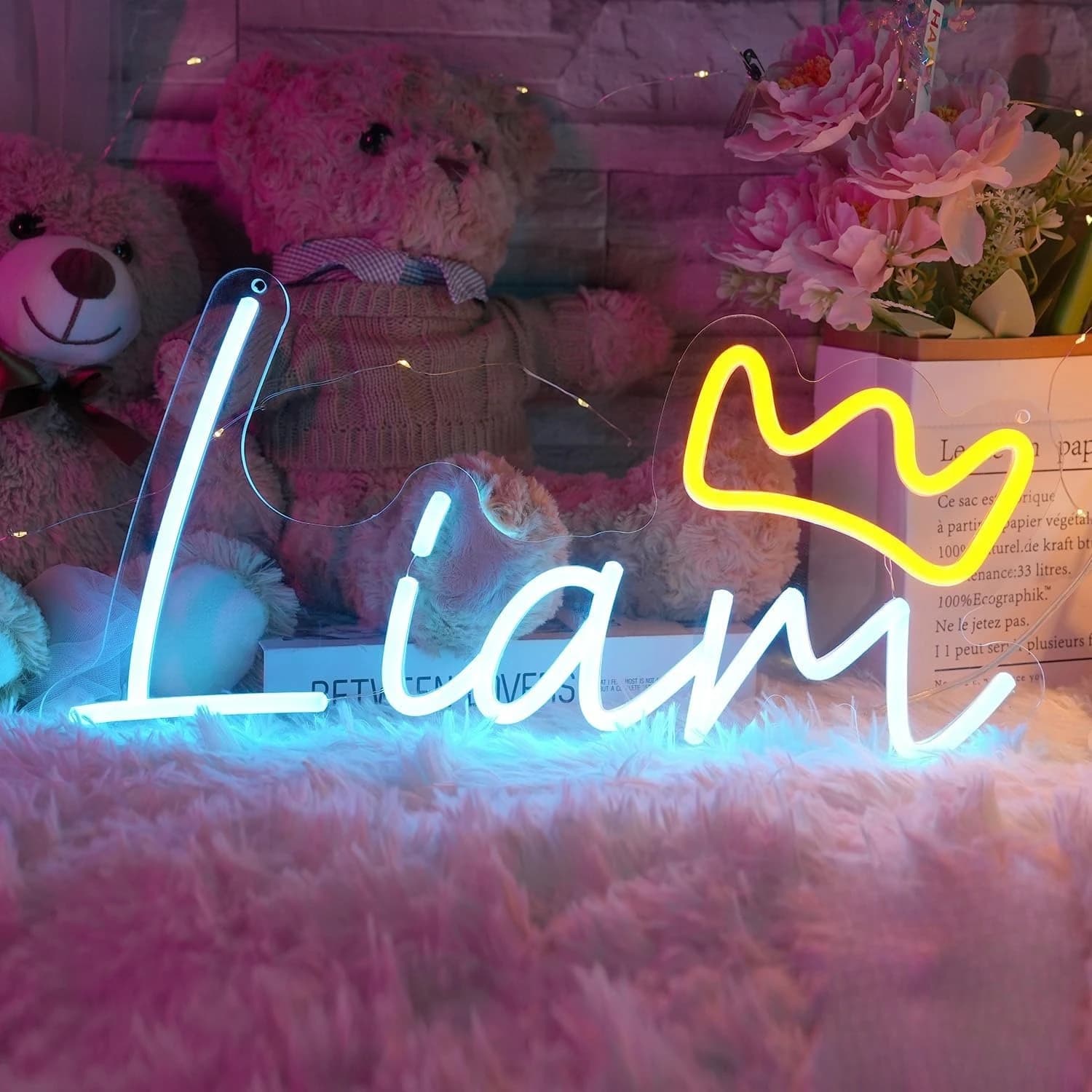 Insegna al Neon Personalizzata con Nome, Luce LED Neon Dimmerabile USB, Decorazione Personalizzata per Camera da Letto, Soggiorno, Festa di Compleanno, Luce da Parete, Regalo