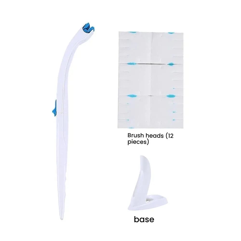 Testine usa e getta Set scopino Porta scopino solubile in acqua in plastica 12 ricariche senza macchie cieche Spazzola per la pulizia del WC