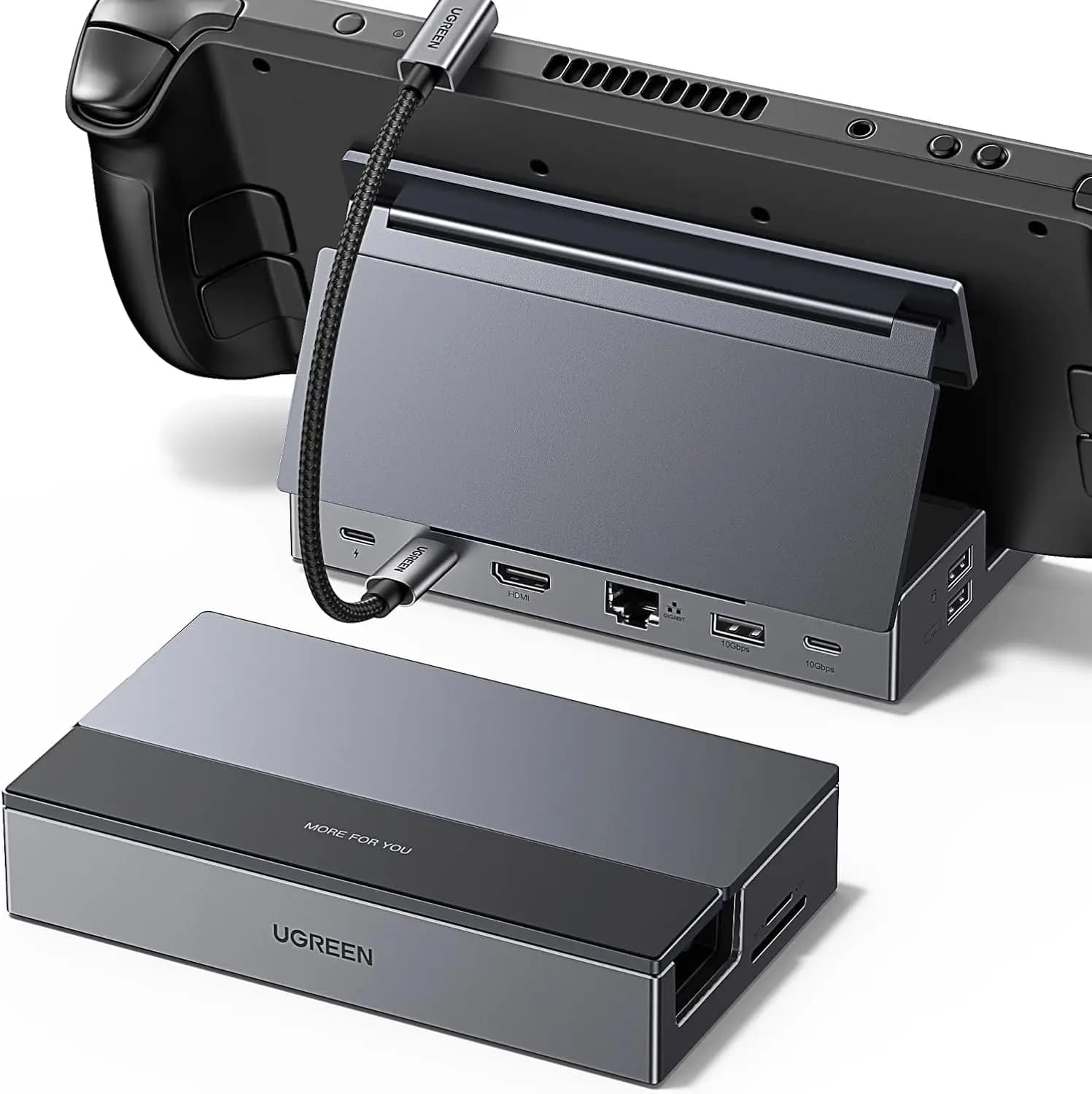 Supporto pieghevole per docking station USB C 9 in 1 per console di gioco portatili, HDMI 4K, Gigabit Ethernet, PD 100W