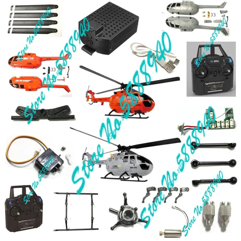 C186 BO-105 Telecomando Stunt RC Elicottero Pezzi di ricambio 7.4V 350mAh Batteria USB Copertura Controller Motore Elica Ricevitore