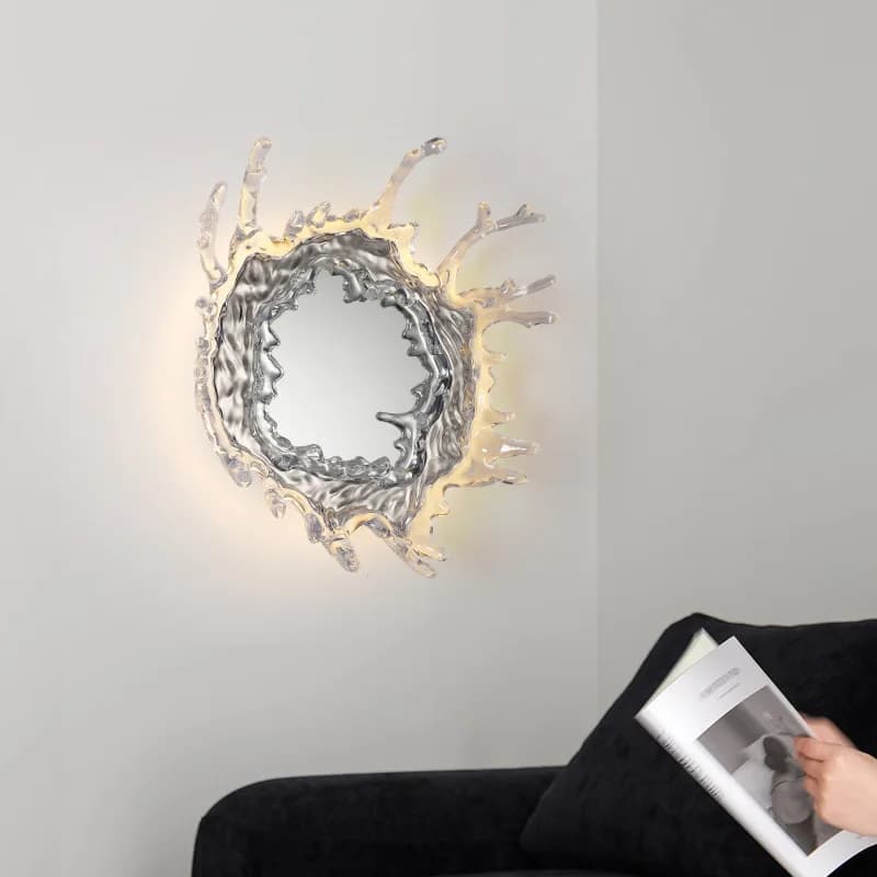 Specchio a goccia d'acqua in cristallo di platino, decorazione per ingresso, atmosfera da sogno, per camera da letto, bagno, specchiera, magia.