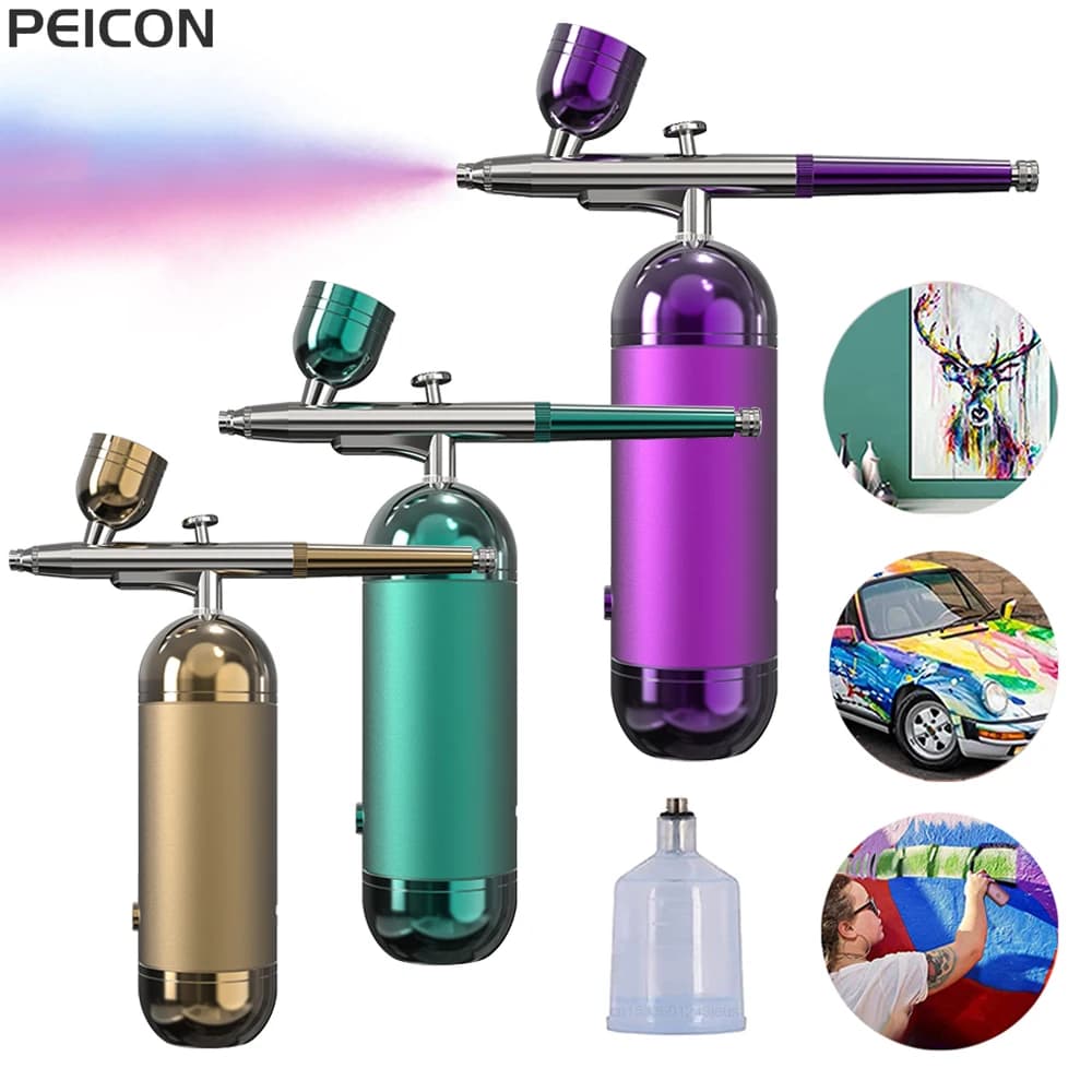 Aerografo con compressore Pistola a spruzzo per aerografo per pittura Modellazione Artigianato Nail Art Pistola a spruzzo per pittura con pennello ad aria portatile senza fili