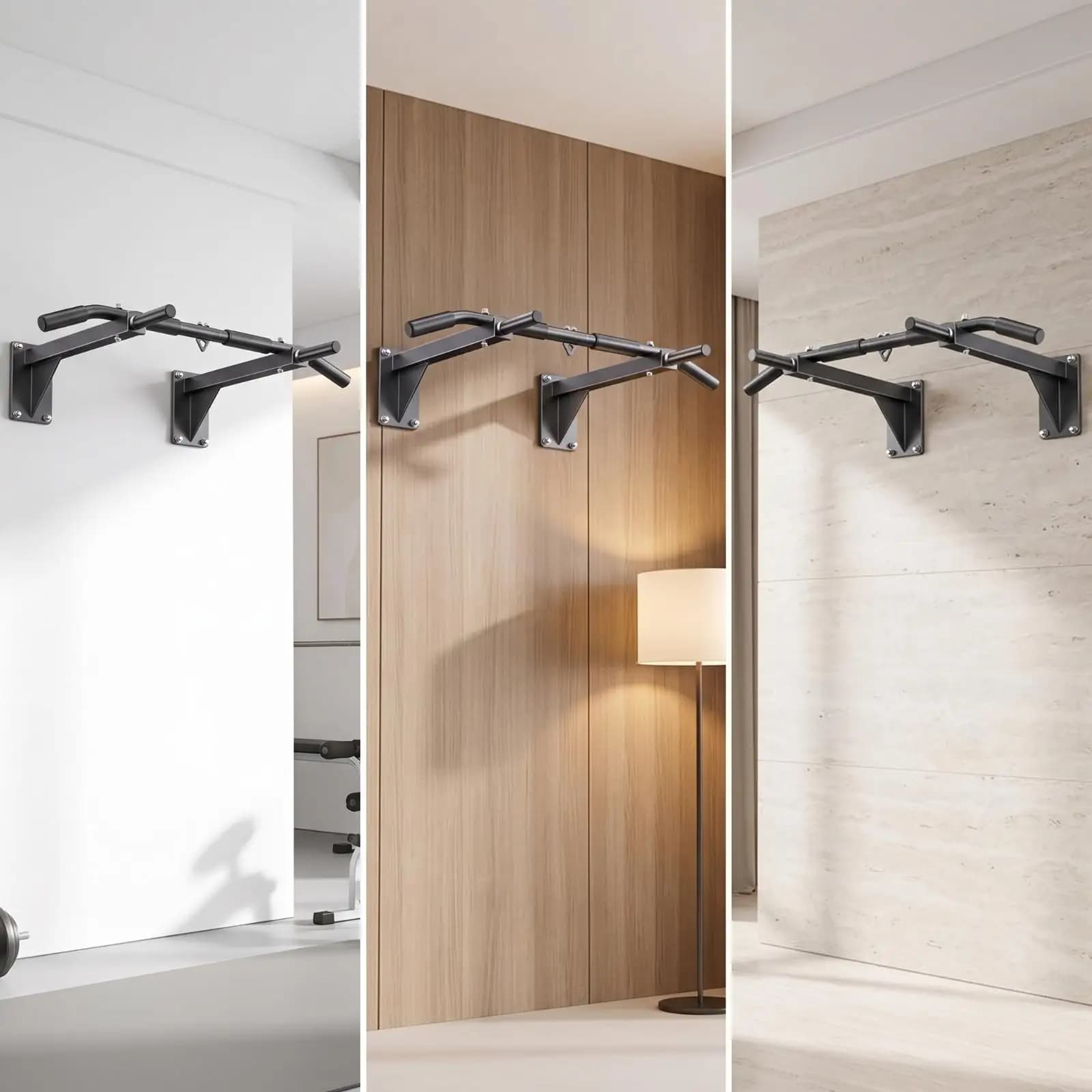 Indoor Wall-Mounted Pull-up Bar Stable Pull-up Bar with Padded Grips Rigid
