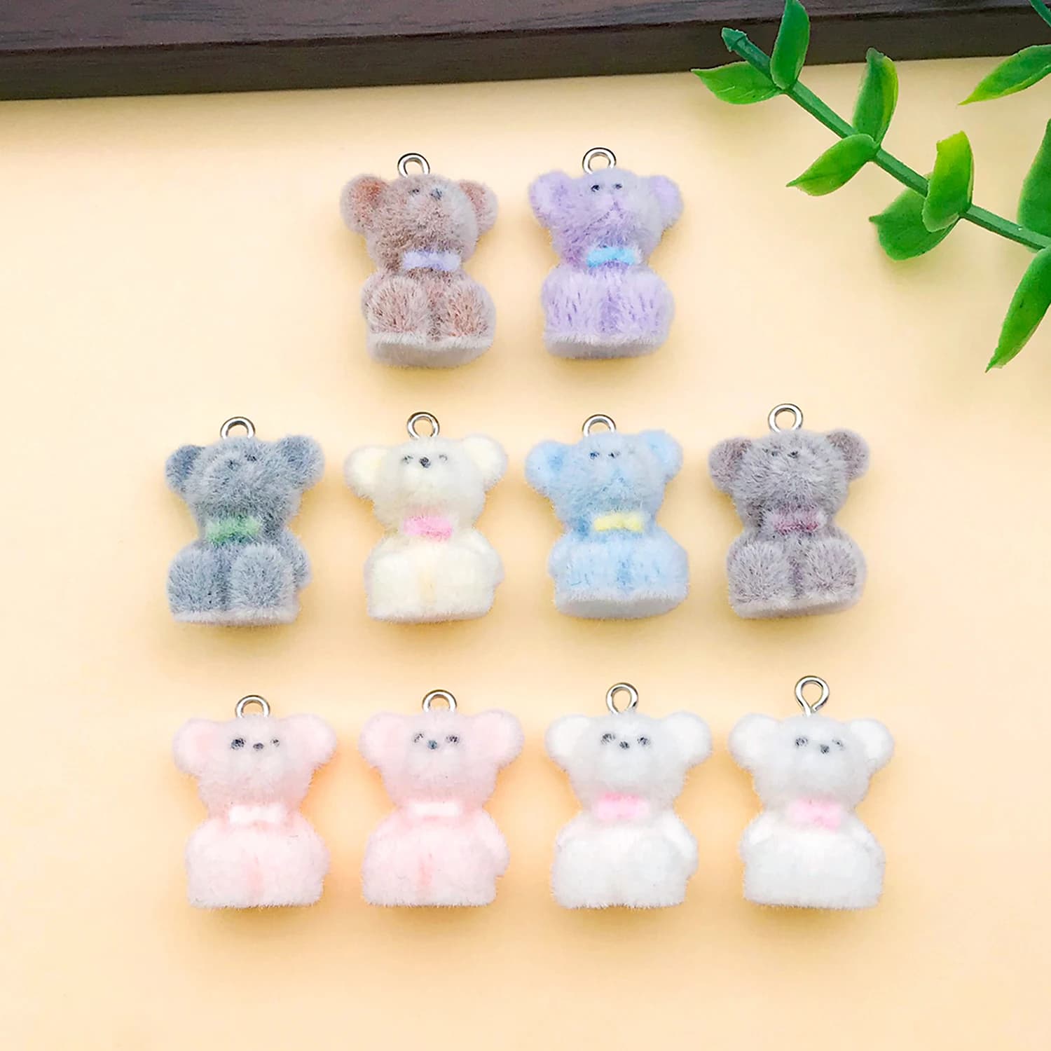 2/10pcs Resin Flocking Cute Little Bear Charms Pendants For DIY Bracelets Necklaces Earrings Jewelry Making Accessories Supplies