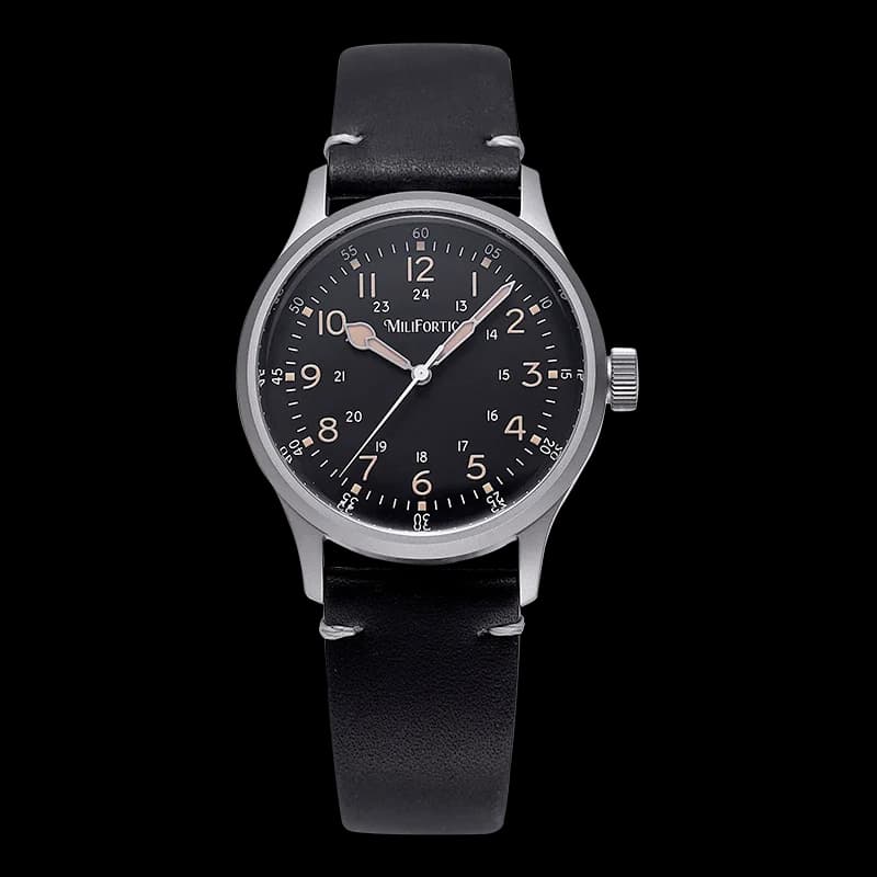 Milifortic Men Pilot Watch 38mm Orologio da polso al quarzo Specchio in zaffiro 10ATM Impermeabile VH31