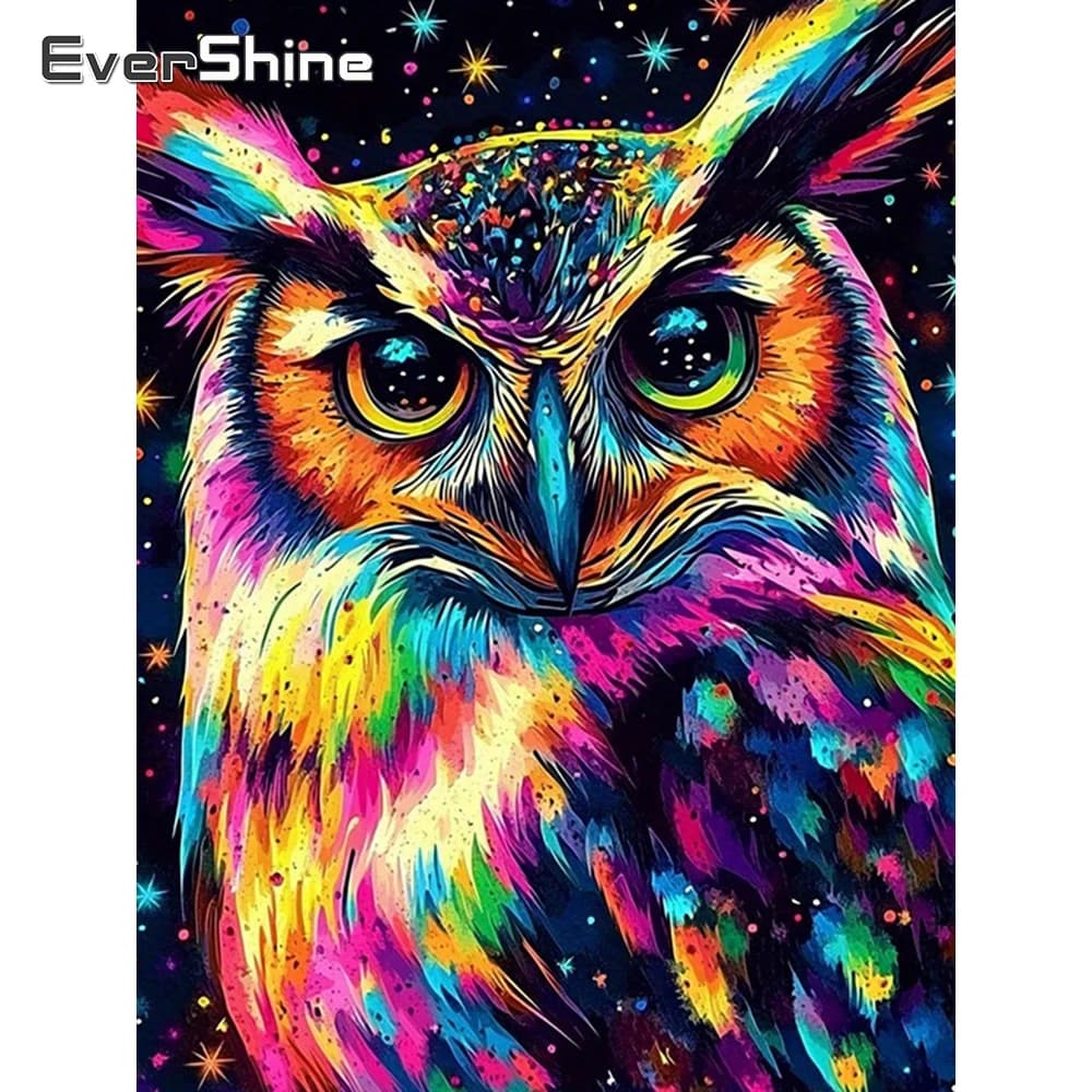Evershine Diamond Mosaic Owl Full Drill Square Picture Embroidery Animal DIY Kit Rhinestones Painting Colorful Home Decoration