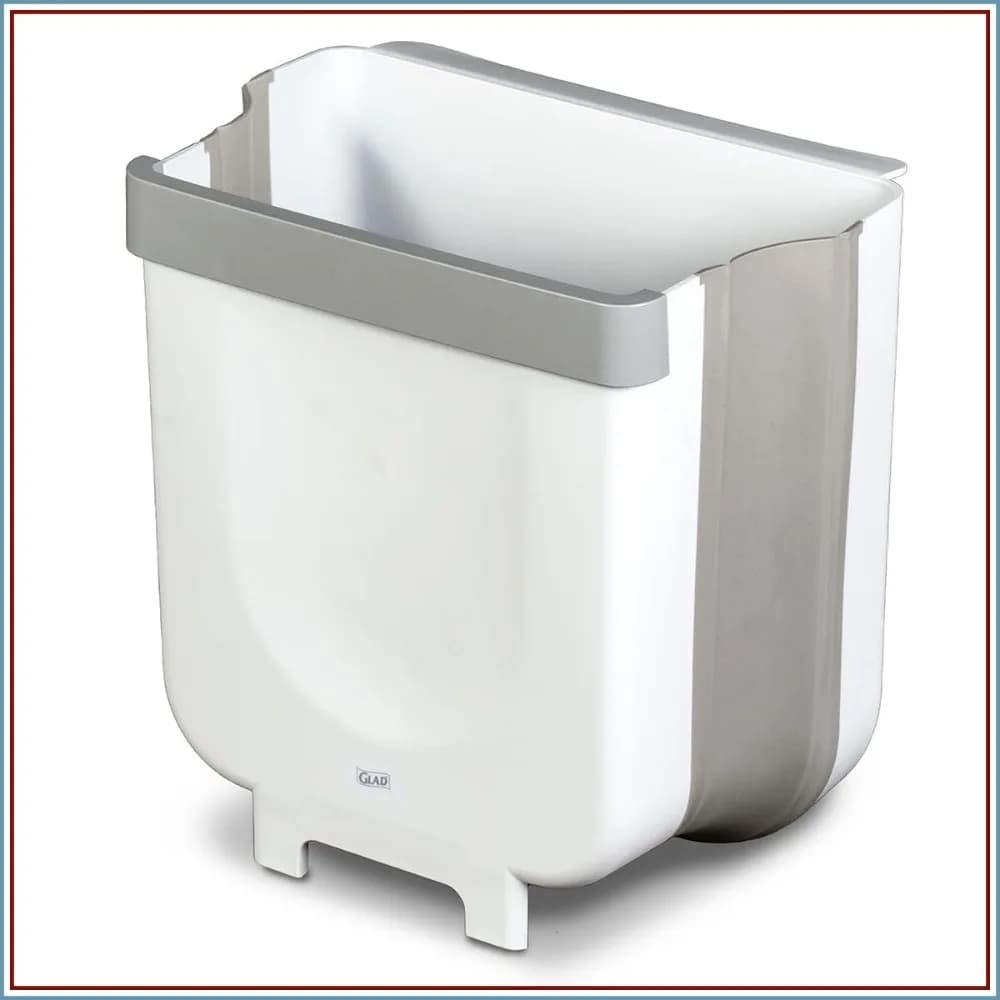 Collapsible Waste Bin 2 Gallon, Expandable Travel Trash Can for Indoor Outdoor, Space-Saving White