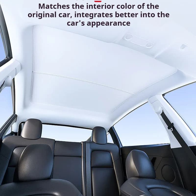 Per Tesla Model Y Juniper 2025-2026 Tenda Parasole Tetto Apribile Anteriore e Posteriore in Tessuto Ghiaccio con Fibbia a Cristallo di Ghiaccio, Isolamento Termico e Protezione UV