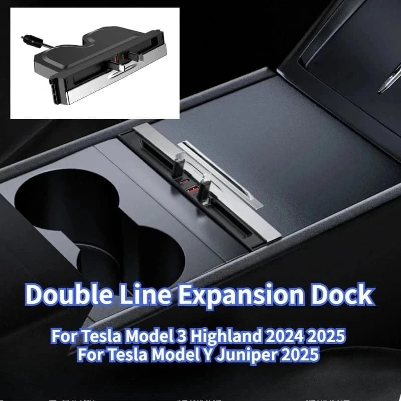 Per Tesla Model Y Juniper 2025/Model 3 Highland, Stazione di Ricarica Centrale Multifunzione 65W 1 a 4 con Ricarica Rapida TYPE-C