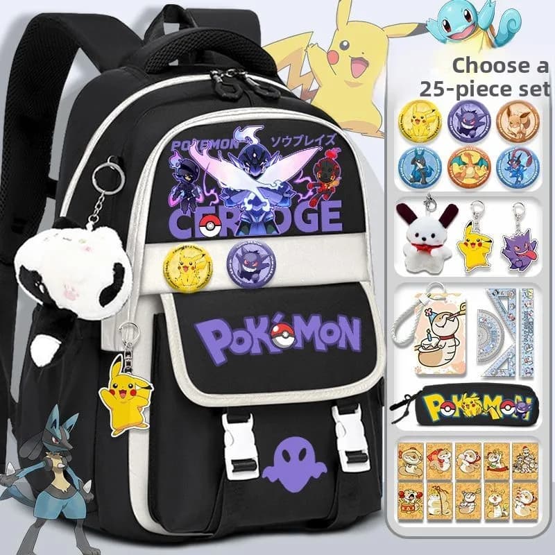 Pokemons Pikachu SchoolBag Large-capacity Boys Girls Casual Backpack Anime Gengar Fashion Knapsack High-quality Laptop Bag Gift