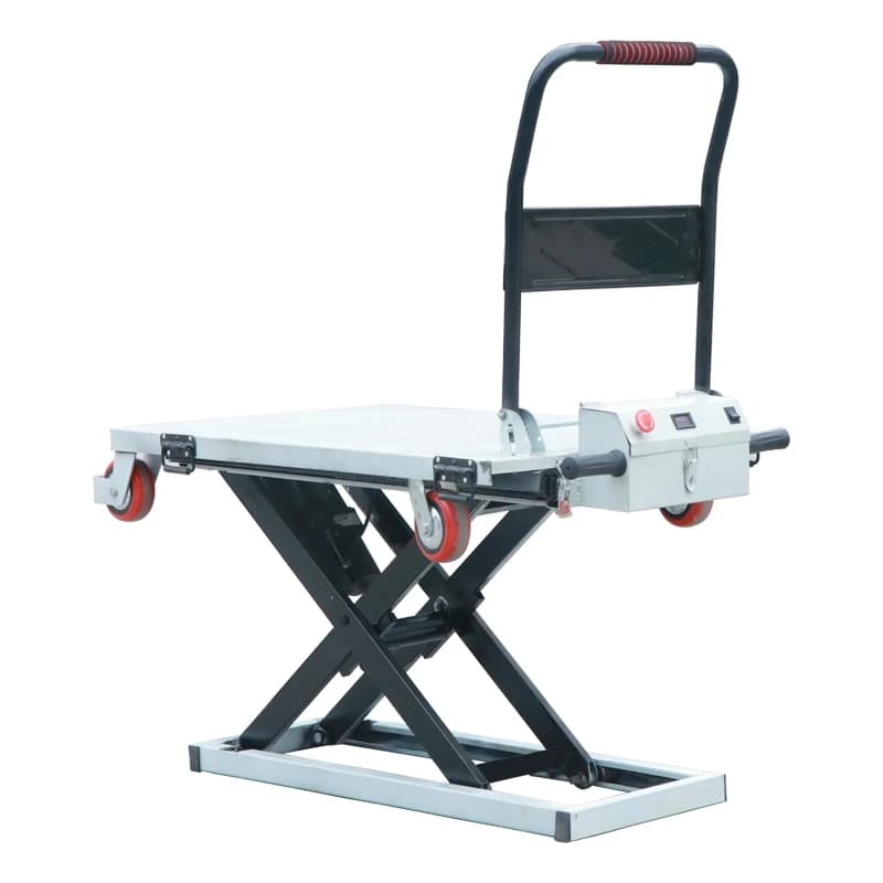 Camion di sollevamento elettrico Ascensore idraulico elettrico Camion a schienale piatto con ascensore a forbice montato su veicolo portatile Camion a mano elettrico (personalizzato)