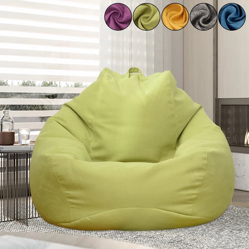 Copridivano pigro Coprisedie solide senza imbottitura Panno di lino Lettino Sedile Bean Bag Pouf Puff Divano Tatami Soggiorno Beanbags