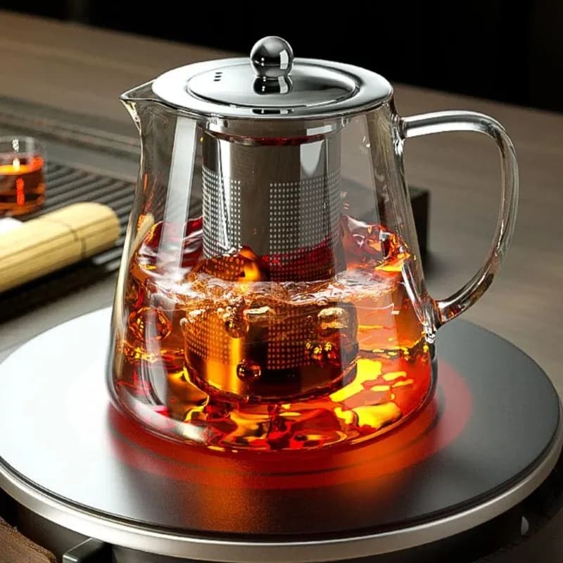 Borosilicate Glass Teapot Resistant to Heat with Removable Stainless Steel Infuser, Transparent Tea Set for Tea Spool, for Home