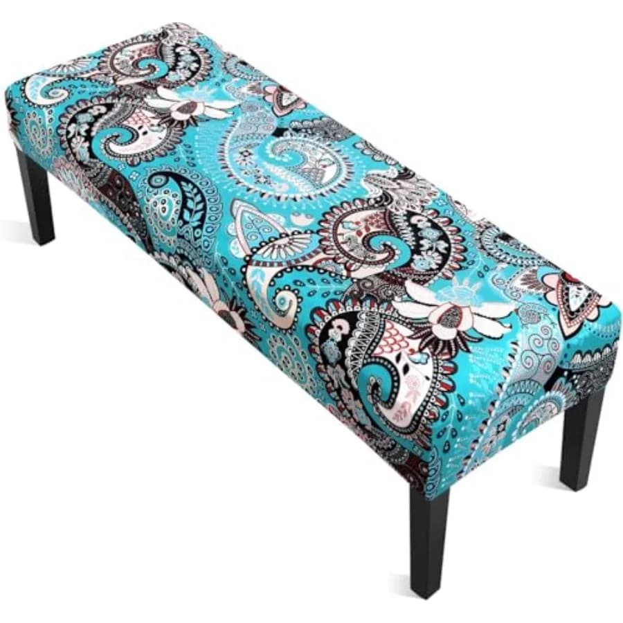 Dining Room Bench Covers, Stretch Cushion Covers Removable Washable Bench Slipcover, Printed Bench Seat Protector Rectangle Ben