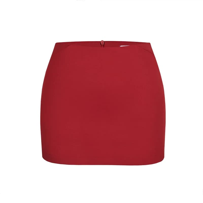 Pure desire Spice Girl high waist hip skirt 2026 summer thin a word skirt red short skirt A word skirt clothes