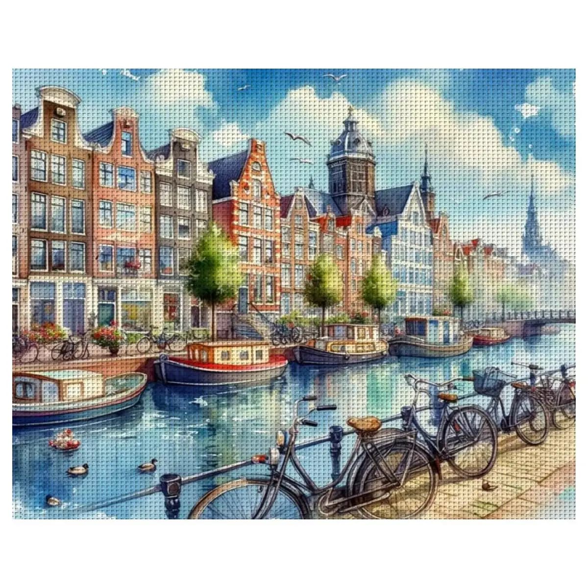 1pc 40X50CM/15.74*19.7inch Water City Stamped Cross Stitch Kit DIY Kit 11/14CT DIY Embroidered Set DIY Cross-Stitch Set