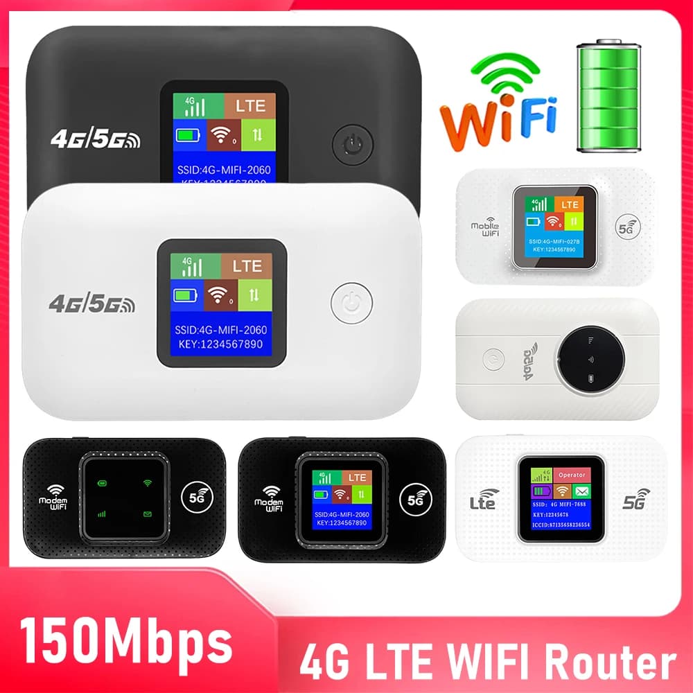 Router 4G LTE Wireless WiFi Portatile, Modem Mini Hotspot Esterno, Mifi Tascabile 150Mbps, Ripetitore con Slot SIM, Plug&Play per Casa e Auto