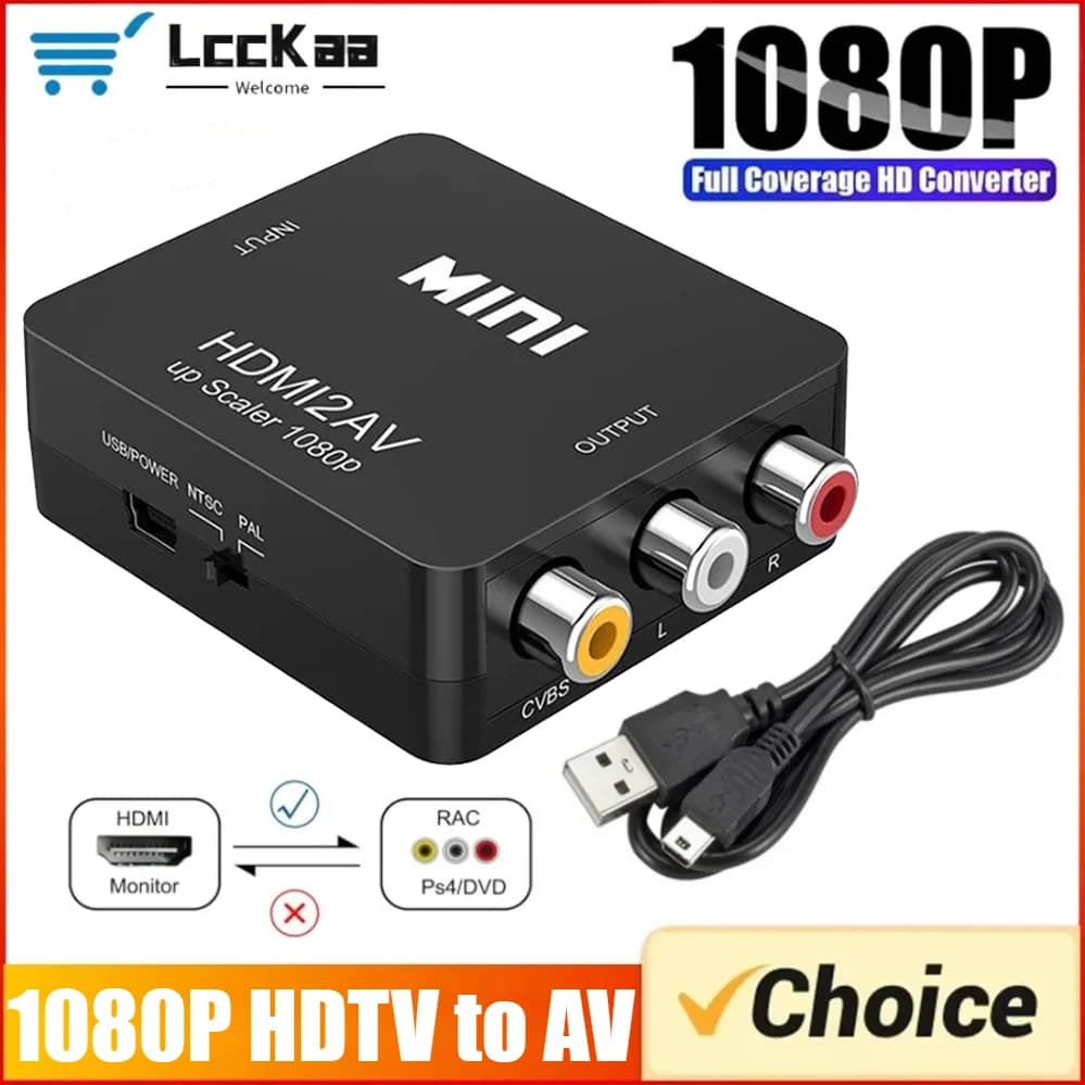 1080P HDMI-compatibile con AV RCA Adattatore Convertitore Box RCA AV CVSB LR Video Composito AV Scaler Converter per HDTV PC Proiettore