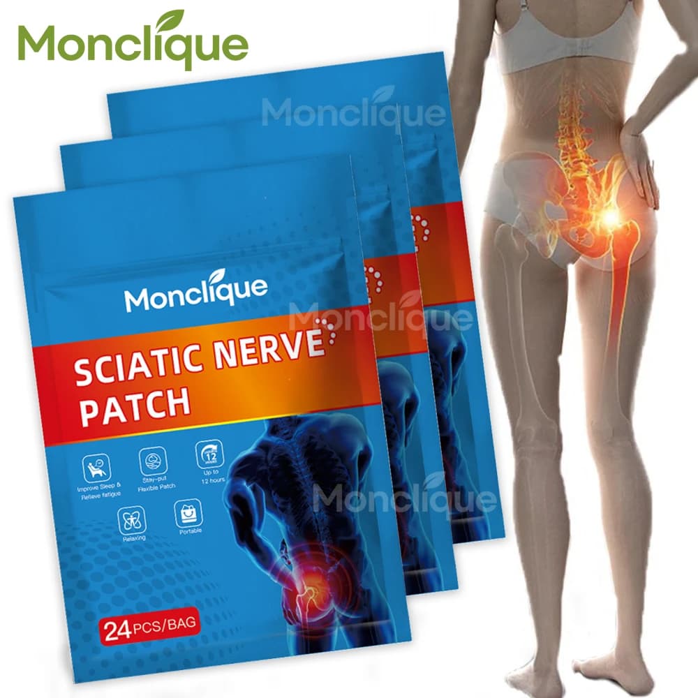 24/72 Pezzi Cerotti per Nervo Sciatico e Piriforme, Cuscinetti Massaggianti per la Cura dell'Anca, Fascia di Supporto Lombare Traspirante, Adesivo Terapeutico per il Rilassamento
