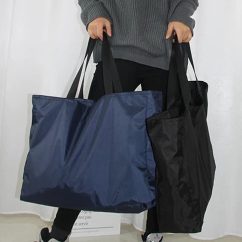 Borse per la spesa Tinta unita Cerniera Borse per la spesa di grande capacità Lavabile Riutilizzabile Semplice Borsa per la nuova moda resistente all'aperto