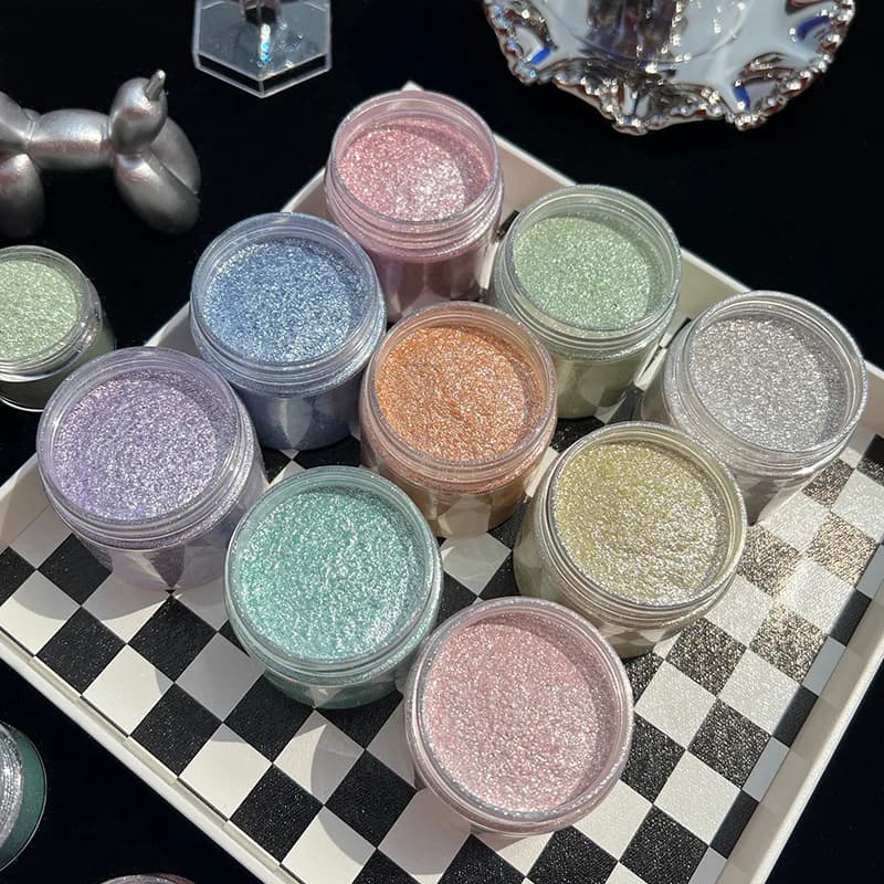 Mermaid Diamond Glitter Mica Powder, Shiny Aurora Pigment for Nail Art, Epoxy Resin Shaker DIY Handmade Craft Supplies