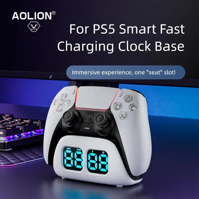 Aolion Per controller PS5 Base per orologio di ricarica Ricarica rapida wireless Archiviazione desktop per accessori di gioco PlayStation Edge Elite