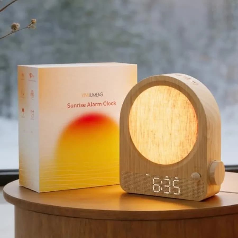 Sveglia con Simulazione Alba Graduale e Macchina del Suono Rilassante per un Sonno Migliore - Design, Luce di Risveglio, Luce Notturna, 10 Suoni Naturali