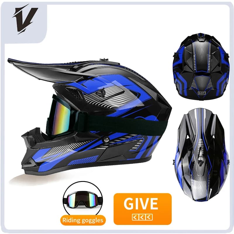 Casco da moto Casco per bambini Occhiali per parabrezza gratuiti Motocross Downhill AM DH Casco da croce Casco integrale di sicurezza per la guida di strada
