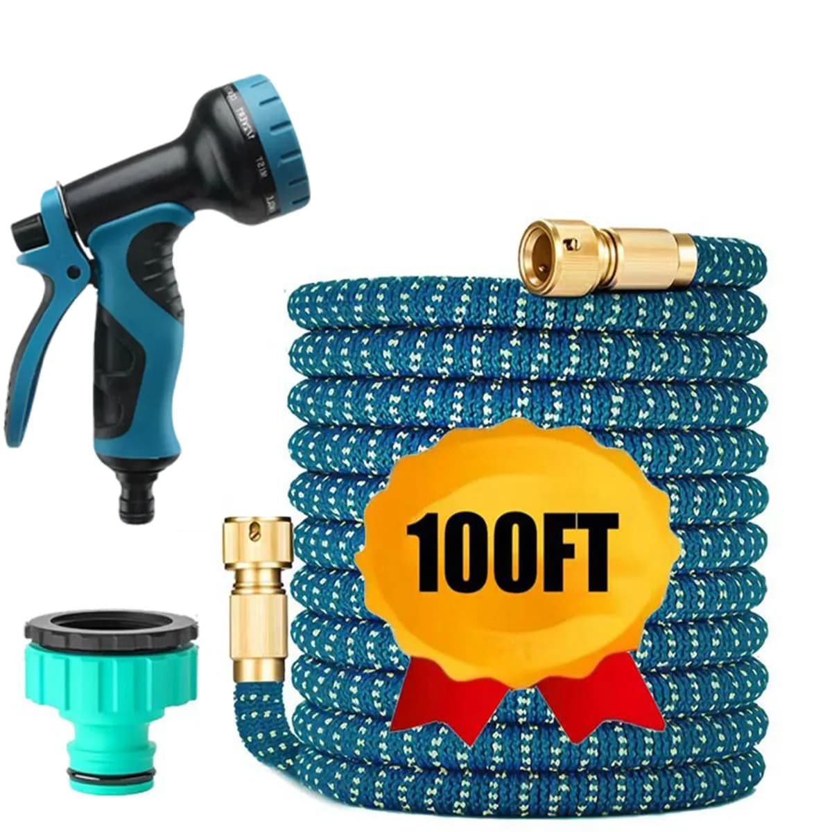 Tubo da Giardino Retrattile Magico, Pistola ad Alta Pressione, Tubo per Irrigazione Domestica e Lavaggio Auto 25FT-100FT