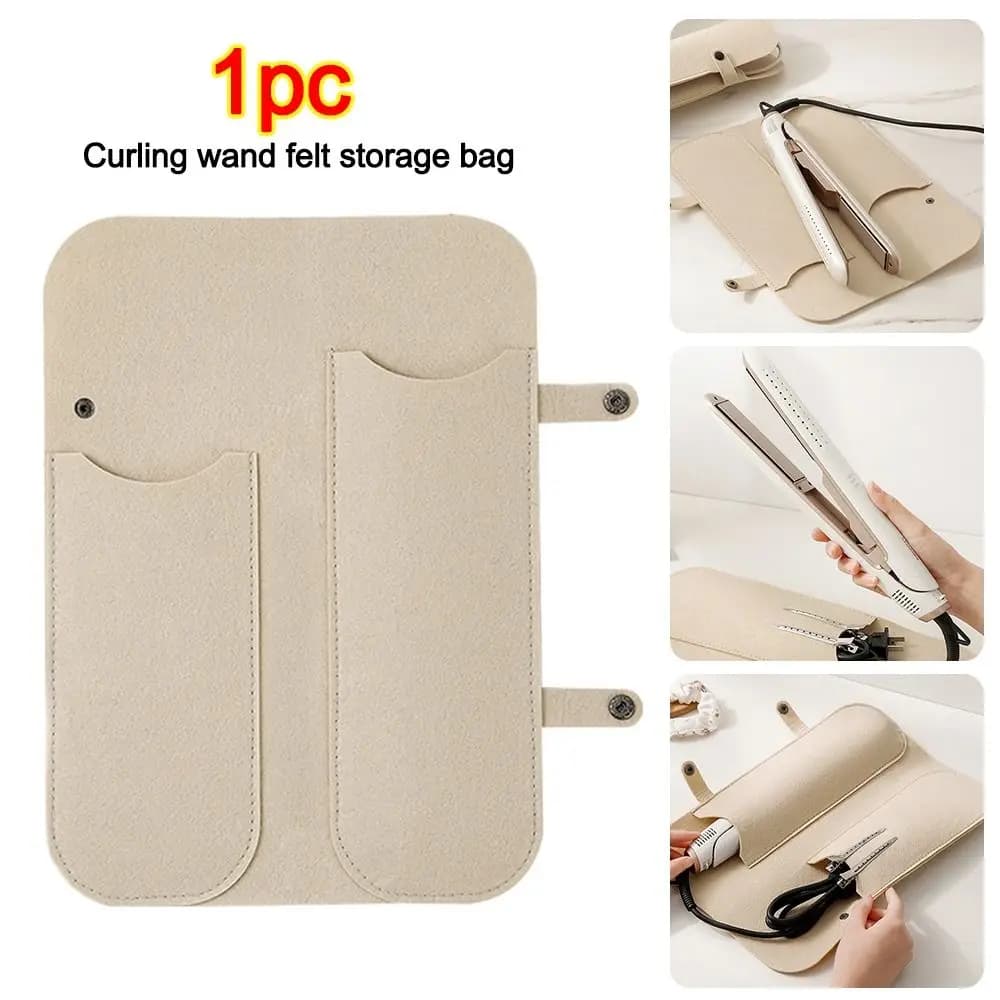 Felt Storage Bags Resistant for Iron Curly Hairpins, Heat Resistant Portable Case for Arricciacapelli and Piastra, Travel Felt Bags