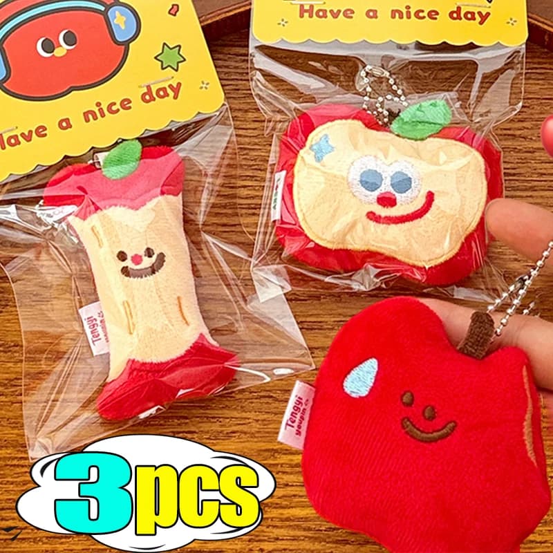 1-3 pieces cute apple plush keychain cartoon creative apple soft piece doll keychain car backpack baby gift decoration bag