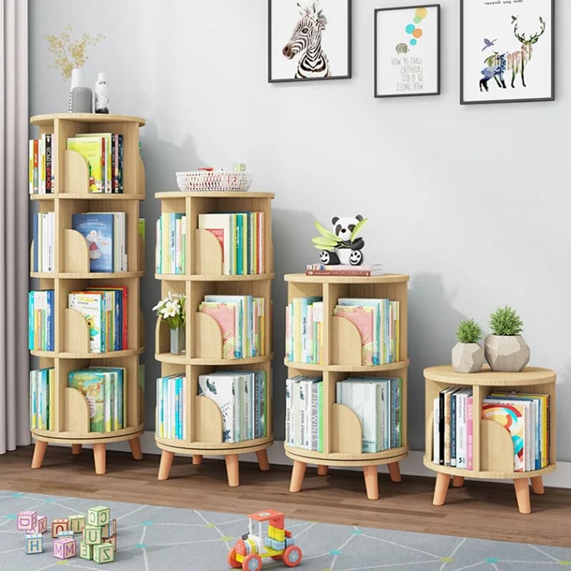 Libreria in legno a 1/2/3/4/5/6 livelli supporto da pavimento girevole organizzatore multifunzionale per vetrina