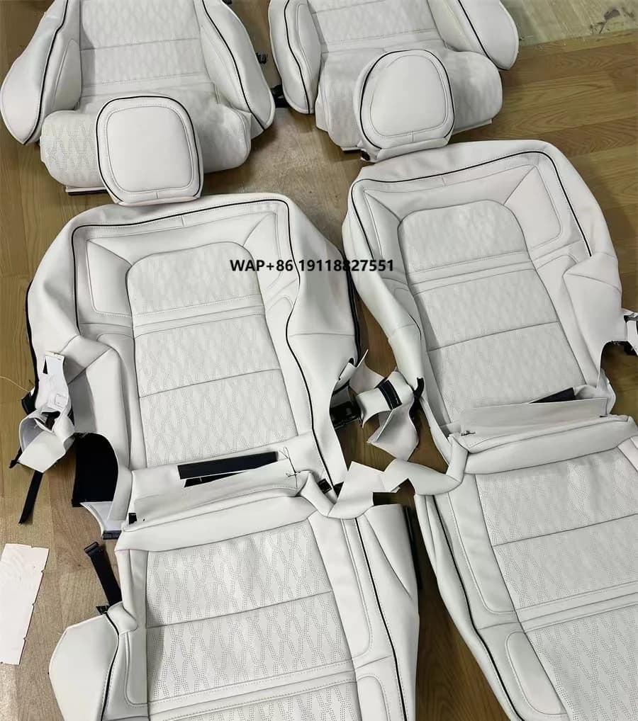 Complete Set of Custom Accessories for Lincoln Car Seat Covers in True Drilled Leather
