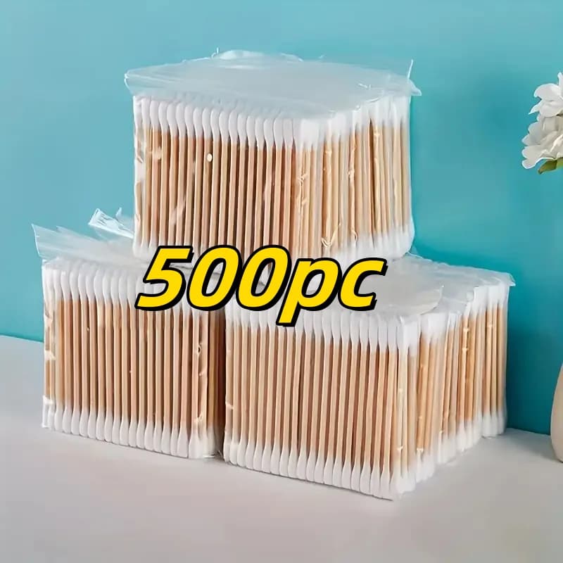 500 bastoncini di cotone a doppia punta in bambù, delicati per le orecchie e il trucco, multifunzionali, a doppia testa, per pulizia monouso