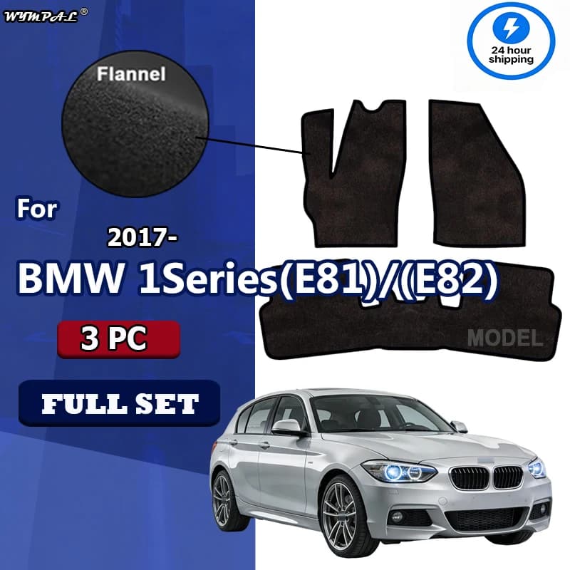 Tappetini per auto in flanella per BMW Serie 1 (E81)/(E82) 2017-Presente, antiscivolo, eleganti, inodore, ignifughi, impermeabili