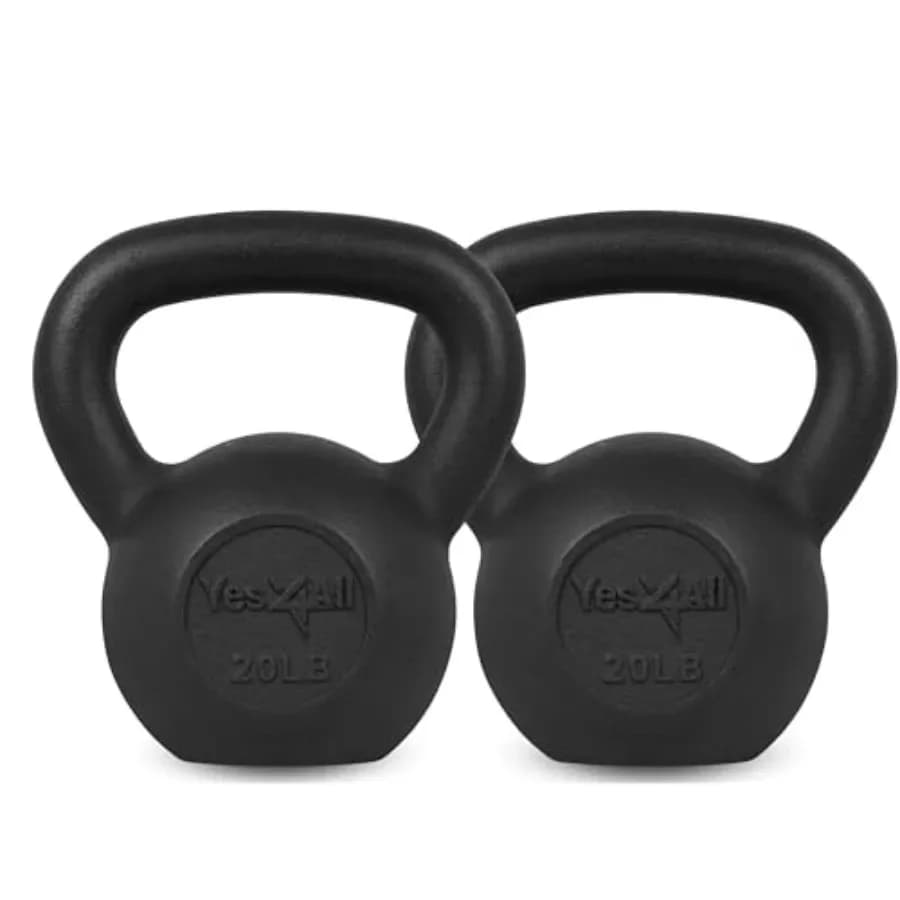 Cast Iron Kettlebell for Strength Training and Full Body Workout, Black, Durable Powder-Coated Finish, Ergonomic Handle Design