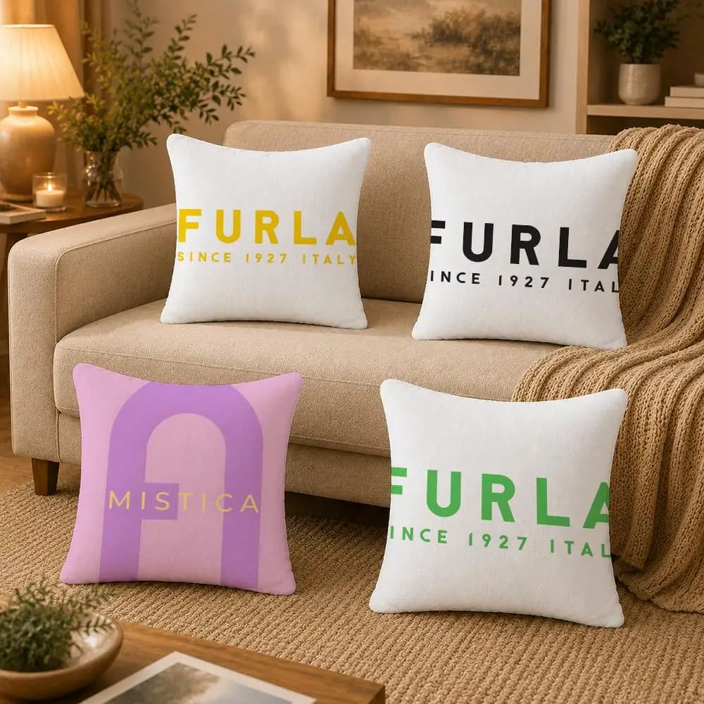 Brand F-Furla Cushion Cover Washable Soft Plush Cushion Cover Square Pillow Case for Sofa Couch Bed