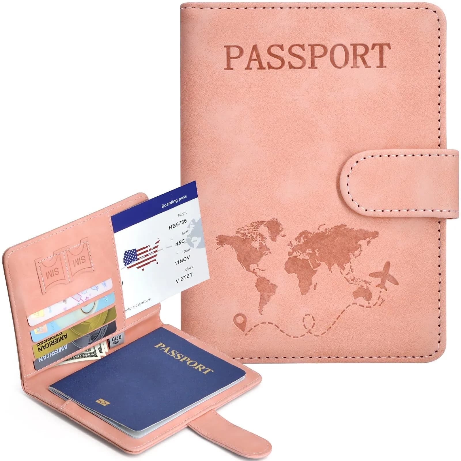 Porta Passaporto per Accessori da Viaggio, Custodia Portafoglio per Passaporto, Accessori Indispensabili per il Viaggio, Porta Documenti per Donne